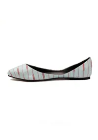 Ice Blue & Red Ikkat Cruelty Free Leather Flat Ballerinas image 5