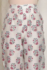 White Chanderi Hand Block Printed Pants image 5