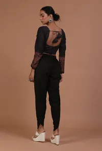Black Cotton Ajrakh Printed Full Sleeve Blouse image 5