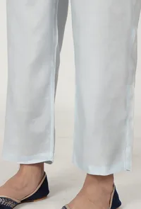 Set Of 2: Grey Cotton Kurta & Pant Set image 6