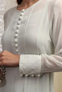 Tea Green Flared Kurta With Sequin Embroidery image 5