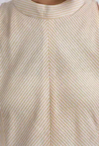 Orange and Yellow Cotton Striped Halter Neck Flared Dress image 6