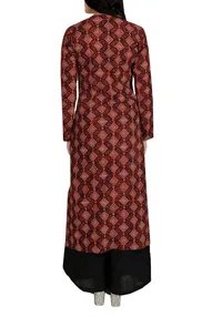 Set Of Brown Ajrakh Cotton Kurta And Palazzo image 4