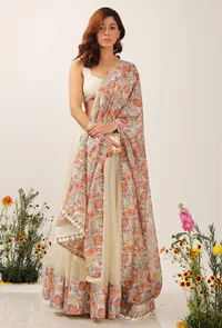 Amala Floral Chintz Tasseled Dupatta image 3