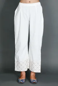 Palazzos With Beige Kantha Embroidery image 1