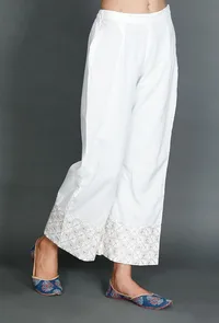 Palazzos With Beige Kantha Embroidery image 2