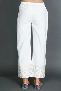 Palazzos With Beige Kantha Embroidery image 3