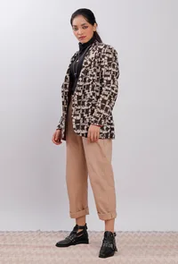 Color Block Dabu Printed Trench Coat image 2