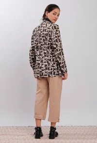 Color Block Dabu Printed Trench Coat image 3