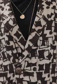 Color Block Dabu Printed Trench Coat image 4