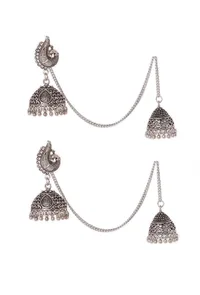 Zuri Afghani Tribal Jhumka Chain Earrings image 2