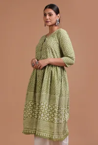 Sage Green Cotton Printed Dress image 2