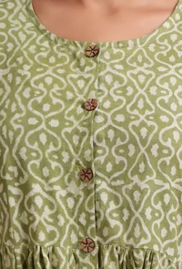 Sage Green Cotton Printed Dress image 6