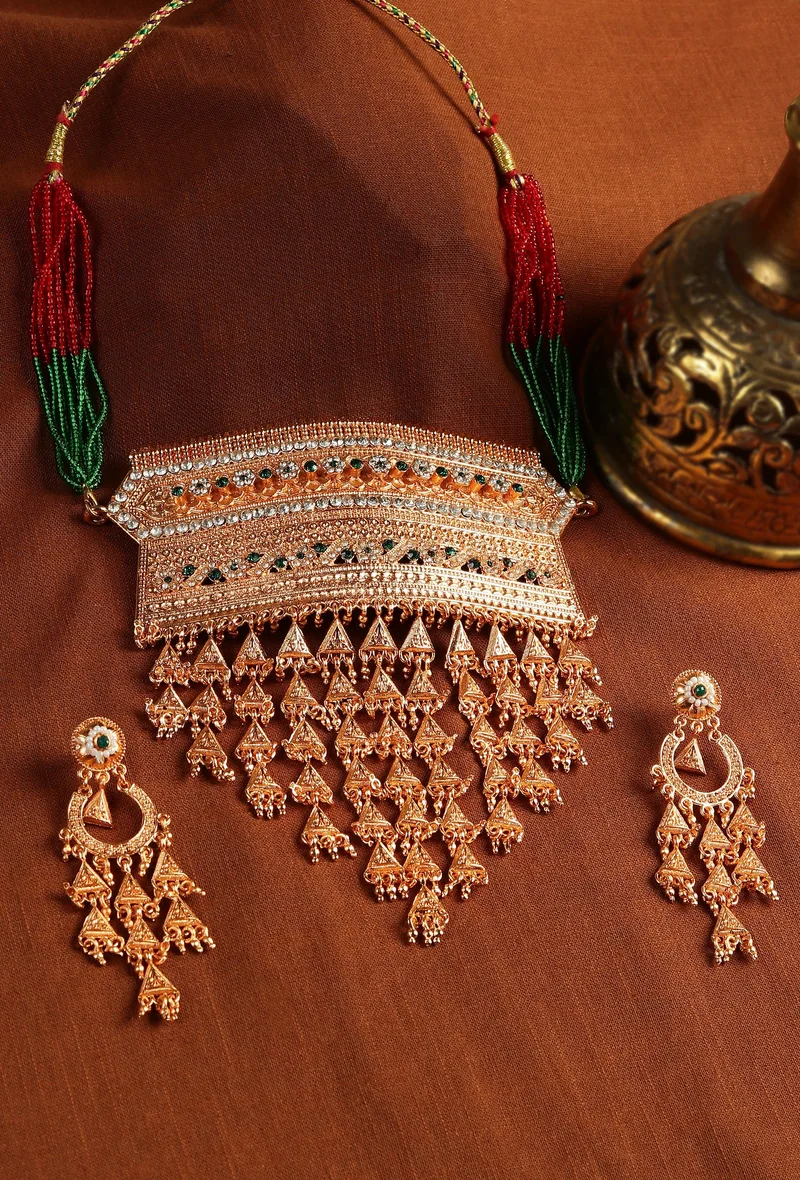 Royal Green Stone Rajasthani Statement Necklace