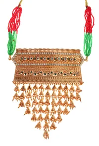 Royal Green Stone Rajasthani Statement Necklace image 4