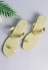 Cream White Knotted Cruelty Free Leather Sandals image 1