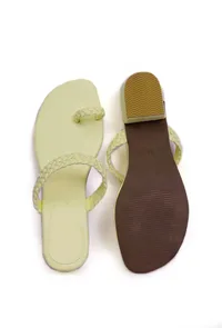 Cream White Knotted Cruelty Free Leather Sandals image 3