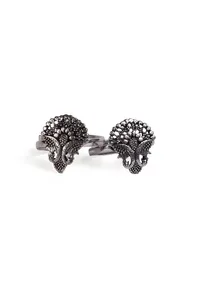 Peafowl Dual Peacock German Silver Adjustable Toe Ring image 2