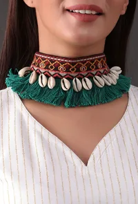 Emerald Green Thread Kutch Choker image 1