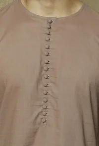 Charcoal Brown Cotton Cambric Kurta image 5