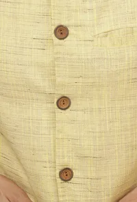 Beige Gold Matka Silk Nehru Jacket image 5