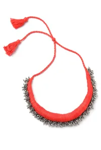 Parigul Orange Tribal Ghungroo Necklace image 2