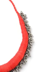 Parigul Orange Tribal Ghungroo Necklace image 3