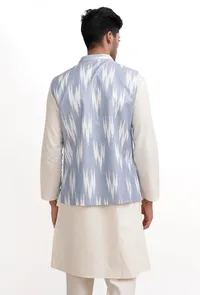 Lapis Blue Ikat Nehru Jacket image 5
