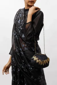 Prussian Black Embellished Clutch Bag image 1