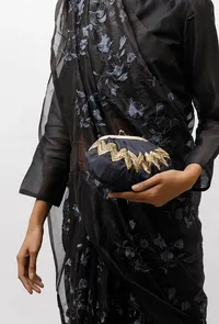 Prussian Black Embellished Clutch Bag image 2