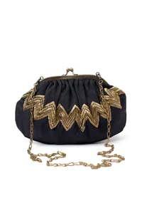 Prussian Black Embellished Clutch Bag image 3