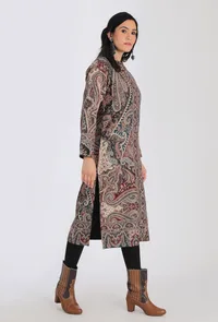 Bareen Black Kani Jamavar Long Coat Outer Jacket image 2