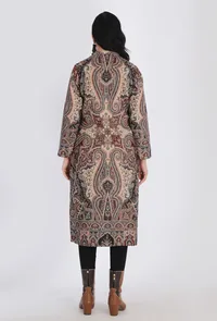 Bareen Black Kani Jamavar Long Coat Outer Jacket image 4