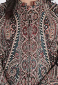 Bareen Black Kani Jamavar Long Coat Outer Jacket image 5