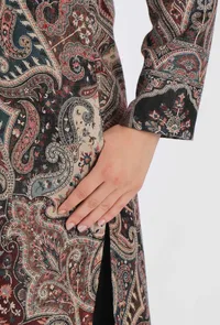 Bareen Black Kani Jamavar Long Coat Outer Jacket image 6