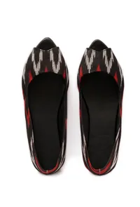 Black Ikkat Cruelty Free Leather Flat Ballerinas image 2