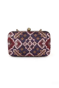 Aza Purple & Multi Patola Print Rectangular Box Clutch image 4