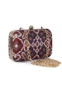 Aza Purple & Multi Patola Print Rectangular Box Clutch image 5