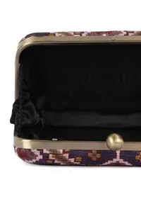 Aza Purple & Multi Patola Print Rectangular Box Clutch image 6
