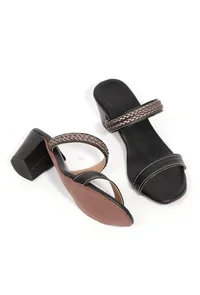 Sara Black Strap Cushion Padded Heels image 1