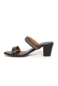 Sara Black Strap Cushion Padded Heels image 5