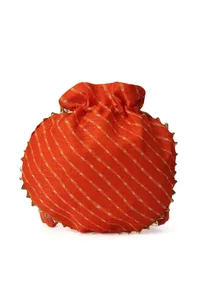 Festive Orange Rangoli Patchwork Potli image 4