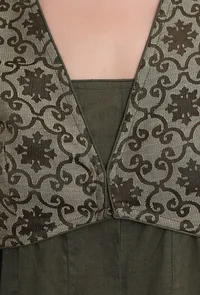 Olive Green Sheer Brasso Organza Short Crop Overlay image 5