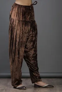 brown velvet plain  salwar image 3