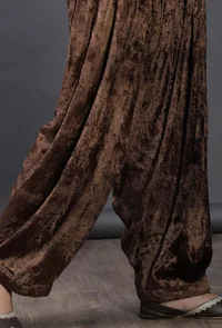 brown velvet plain  salwar image 5