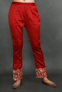 Maroon Gold Foil Printed Chanderi Palazzos image 1