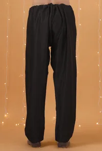 Set Of 2: Black Chanderi Kurta & Pajama image 6