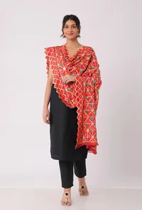 Alta gold allover embriodred phoolkari dupatta image 1