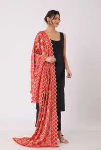 Alta gold allover embriodred phoolkari dupatta image 2
