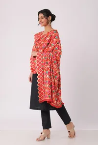 Alta gold allover embriodred phoolkari dupatta image 3